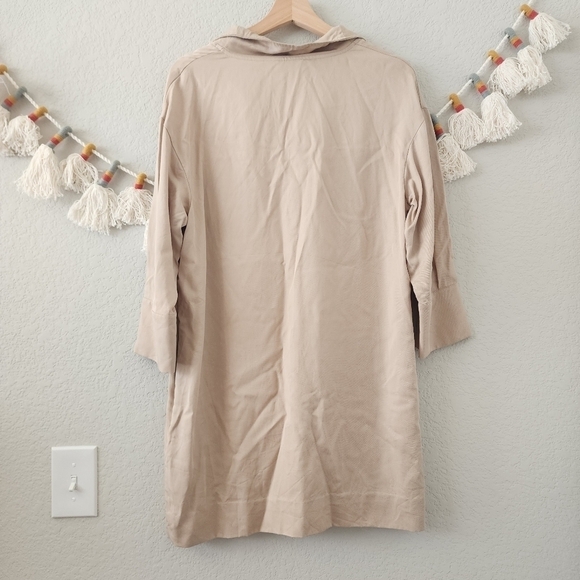 COS Lyocell Aline Zip Half Sleeve Beige Shirtdress Minimalist Boho Neutral 6 - Picture 2 of 11